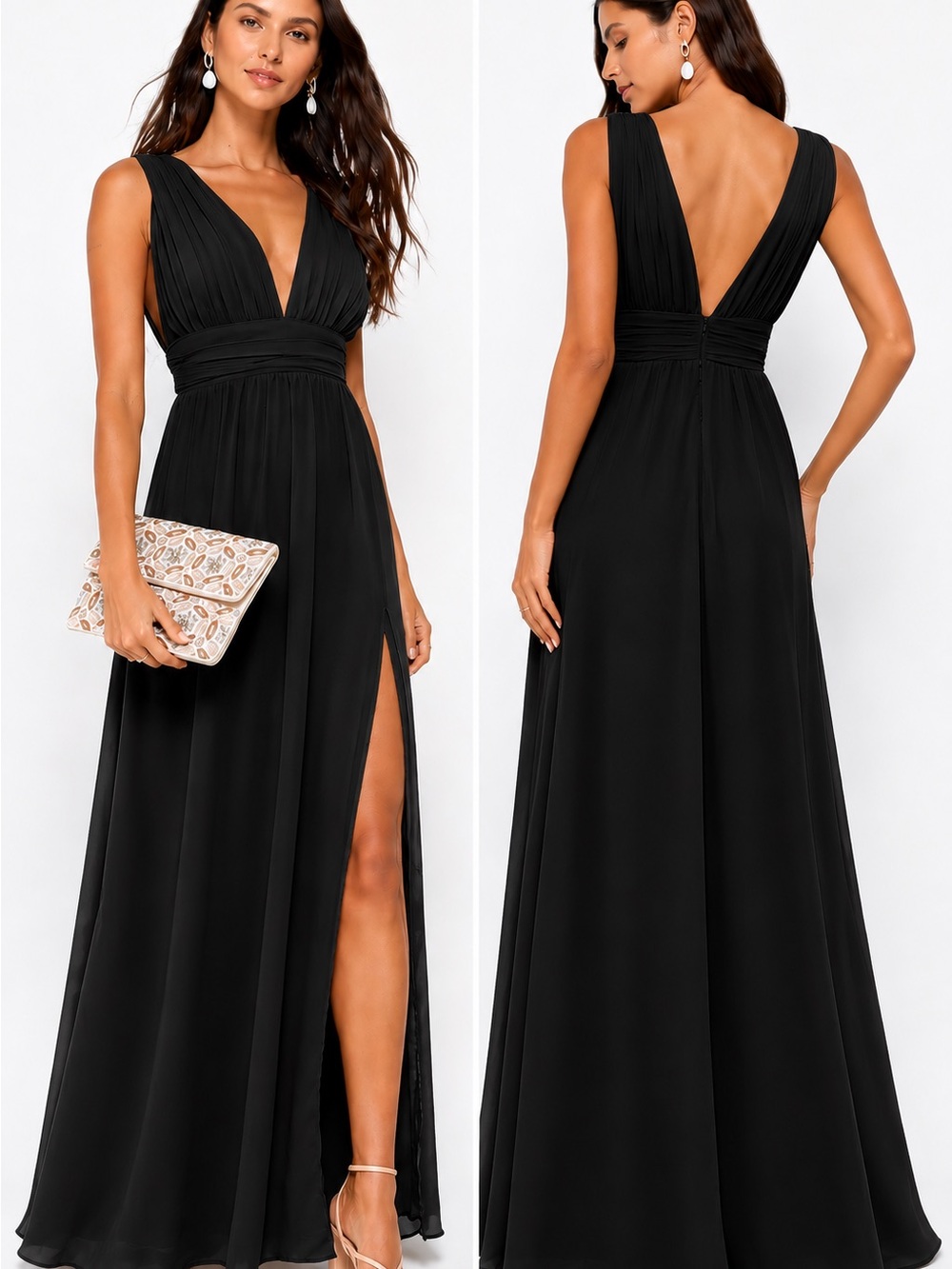 Lulus Heavenly Hues Maxi Dress Black Size S NWT